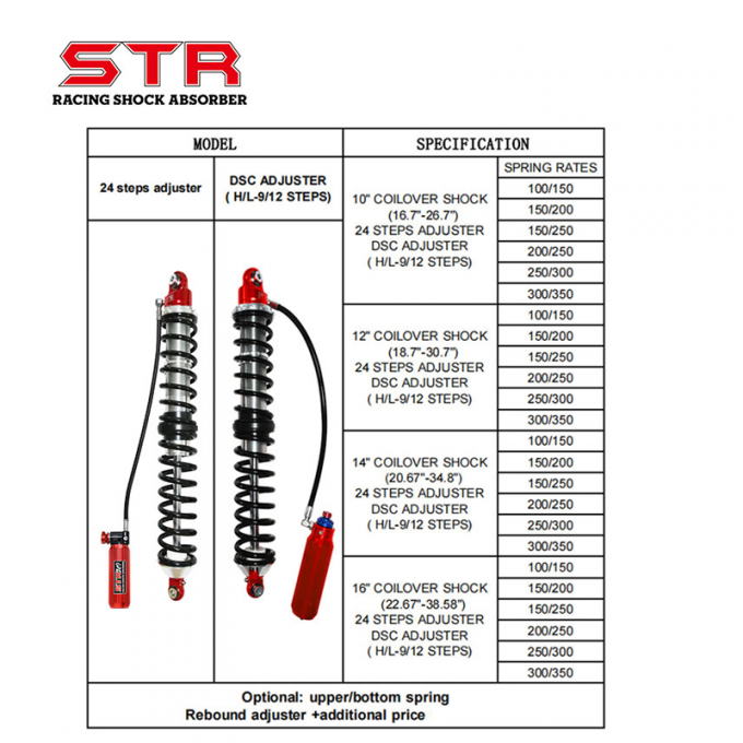 DSC 2.5 Mono Coilover Shock 8-16 Inch Coilovers STR Shocks 22mm Shaft